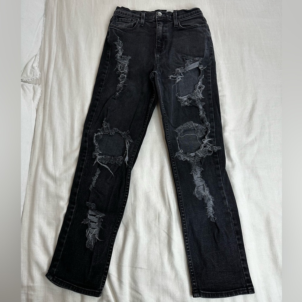 AKIRA black wash high waist ripped jeans